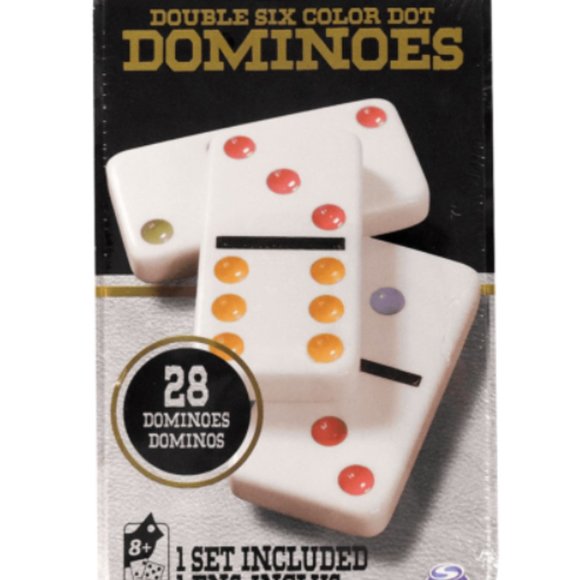 Double 6 Color Dot Dominoes (28 Pcs.) in Tin Box - Picture 2 of 3